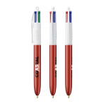Bolígrafo de plástico estilo glaseado con tinta en 4 colores BIC® color rojo