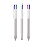 Bolígrafo de plástico estilo glaseado con tinta en 4 colores BIC® color plateado