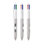 Bolígrafo de plástico estilo glaseado con tinta en 4 colores BIC® color plateado