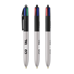 Bolígrafo de plástico estilo glaseado con tinta en 4 colores BIC® color negro/gris