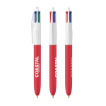 Bolígrafo de plástico de tacto suave con tinta de 4 colores BIC® color rojo
