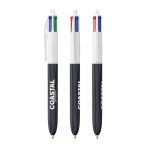 Bolígrafo de plástico efecto madera fabricado en UE con 4 tintas BIC® color negro