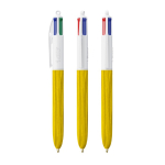 Bolígrafo de plástico efecto madera fabricado en UE con 4 tintas BIC® color amarillo