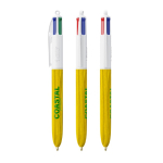Bolígrafo de plástico efecto madera fabricado en UE con 4 tintas BIC® color amarillo