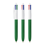 Bolígrafo de plástico efecto madera fabricado en UE con 4 tintas BIC® color verde
