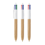 Bolígrafo de plástico efecto madera fabricado en UE con 4 tintas BIC® color madera