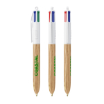 Bolígrafo de plástico efecto madera fabricado en UE con 4 tintas BIC® color madera