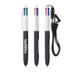 Bolígrafo de plástico efecto madera con tinta de 4 colores BIC® color negro