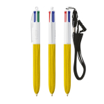 Bolígrafo de plástico efecto madera con tinta de 4 colores BIC® color amarillo