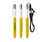 Bolígrafo de plástico efecto madera con tinta de 4 colores BIC® color amarillo