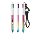 Bolígrafo de plástico efecto degradado metálico y tinta 4 colores BIC® color multicolor