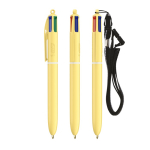 Bolígrafo de plástico tonos pastel con cinta y tinta de 4 colores BIC® color amarillo pastel