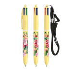 Bolígrafo de plástico tonos pastel con cinta y tinta de 4 colores BIC® color amarillo pastel