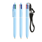 Bolígrafo de plástico tonos pastel con cinta y tinta de 4 colores BIC® color azul pastel