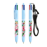 Bolígrafo de plástico tonos pastel con cinta y tinta de 4 colores BIC® color azul pastel