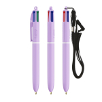 Bolígrafo de plástico tonos pastel con cinta y tinta de 4 colores BIC® color lila
