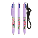 Bolígrafo de plástico tonos pastel con cinta y tinta de 4 colores BIC® color lila