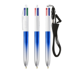 Bolígrafo de plástico bicolor metalizado y tinta de 4 colores BIC® color azul