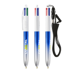 Bolígrafo de plástico bicolor metalizado y tinta de 4 colores BIC® color azul
