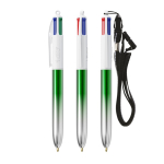 Bolígrafo de plástico bicolor metalizado y tinta de 4 colores BIC® color verde