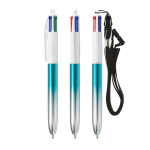 Bolígrafo de plástico bicolor metalizado y tinta de 4 colores BIC® color turquesa