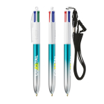 Bolígrafo de plástico bicolor metalizado y tinta de 4 colores BIC® color turquesa