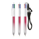 Bolígrafo de plástico bicolor metalizado y tinta de 4 colores BIC® color fucsia