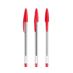 Bolígrafo de plástico transparente clásico con tinta roja BIC® Cristal® color rojo