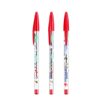Bolígrafo de plástico transparente clásico con tinta roja BIC® Cristal® color rojo