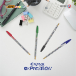 Bolígrafo de plástico transparente clásico con tinta azul BIC® Cristal®