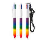 Bolígrafo de plástico colores arcoiris con cinta y tinta 4 colores BIC® color multicolor