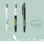 Bolígrafo de plástico reciclado con lanyard y tinta de 4 colores BIC® color blanco