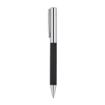 Bolígrafo cromado de acero inoxidable acabado brillante tinta negra color negro segunda vista