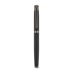Set de escritura de bolígrafo y roller en aluminio mate tinta azul color negro cuarta vista