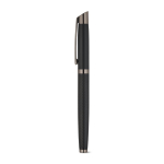 Set de escritura de bolígrafo y roller en aluminio mate tinta azul color negro quinta vista