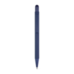 Bolígrafo de aluminio reciclado punta táctil y acabado goma tinta azul color azul primera vista