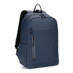 Mochila de cuero sintético con cremalleras impermeables para PC 16” color azul