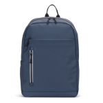 Mochila de cuero sintético con cremalleras impermeables para PC 16” color azul primera vista