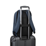 Mochila de cuero sintético con cremalleras impermeables para PC 16” color azul sexta vista