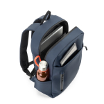 Mochila de cuero sintético con cremalleras impermeables para PC 16” color azul septima vista