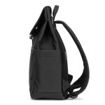 Mochila de cuero sintético con solapa ideal para portátiles de 16” color negro cuarta vista