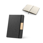 Cuaderno con tapa dura de bambú y RPET con cierre A5 hojas a rayas varios colores