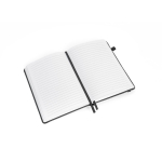 Cuaderno con planificación mensual y banda elástica A5 hojas a rayas color negro tercera vista