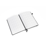 Cuaderno con planificación mensual y banda elástica A5 hojas a rayas color negro cuarta vista