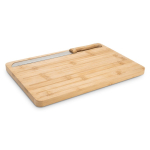 Tabla de cortar de bambú acanalada para pan con cuchillo incluido color natural