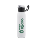 Botella deportiva de acero inoxidable reciclado con pared simple 670ml color blanco imagen con logo