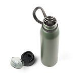 Botella deportiva de acero inoxidable reciclado con pared simple 670ml color verde militar cuarta vista
