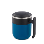Taza de viaje doble pared con acabado mate y base antideslizante 400ml color azul