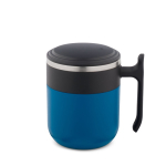 Taza de viaje doble pared con acabado mate y base antideslizante 400ml color azul primera vista