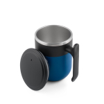 Taza de viaje doble pared con acabado mate y base antideslizante 400ml color azul cuarta vista
